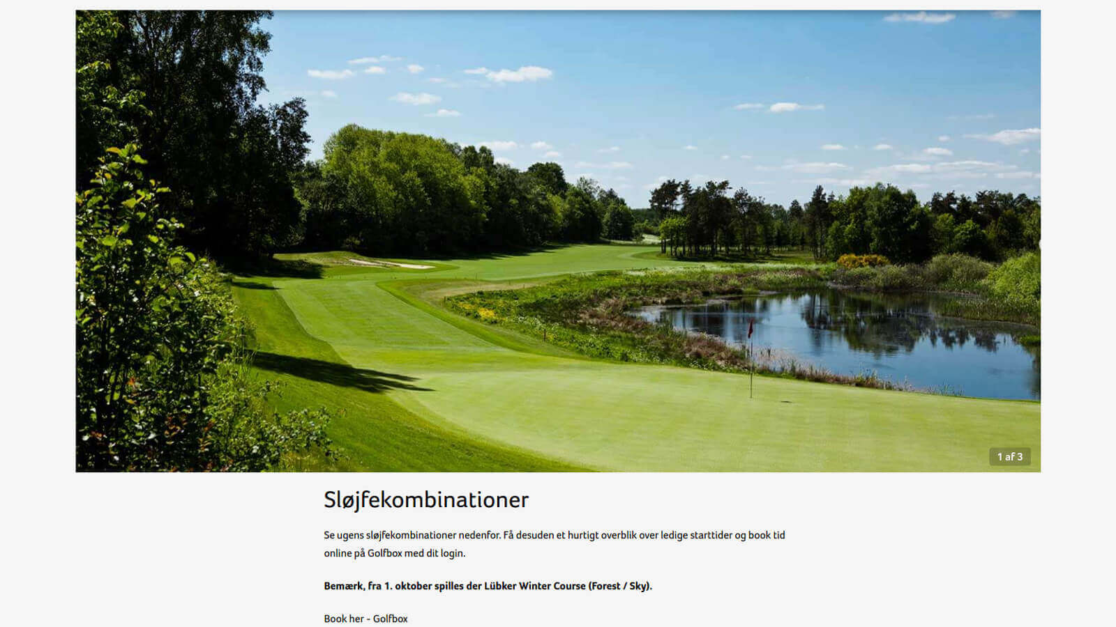 Skjermdump fra hjemmesiden til Lübker Golf Resort