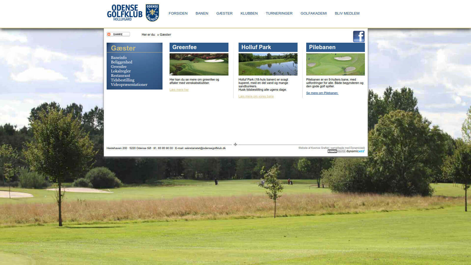 Skjermdump fra hjemmesiden til Odense Golfklub