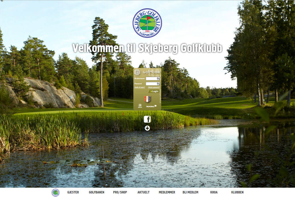 Skjermbilde av hjemmesiden til Skjeberg Golfklubb